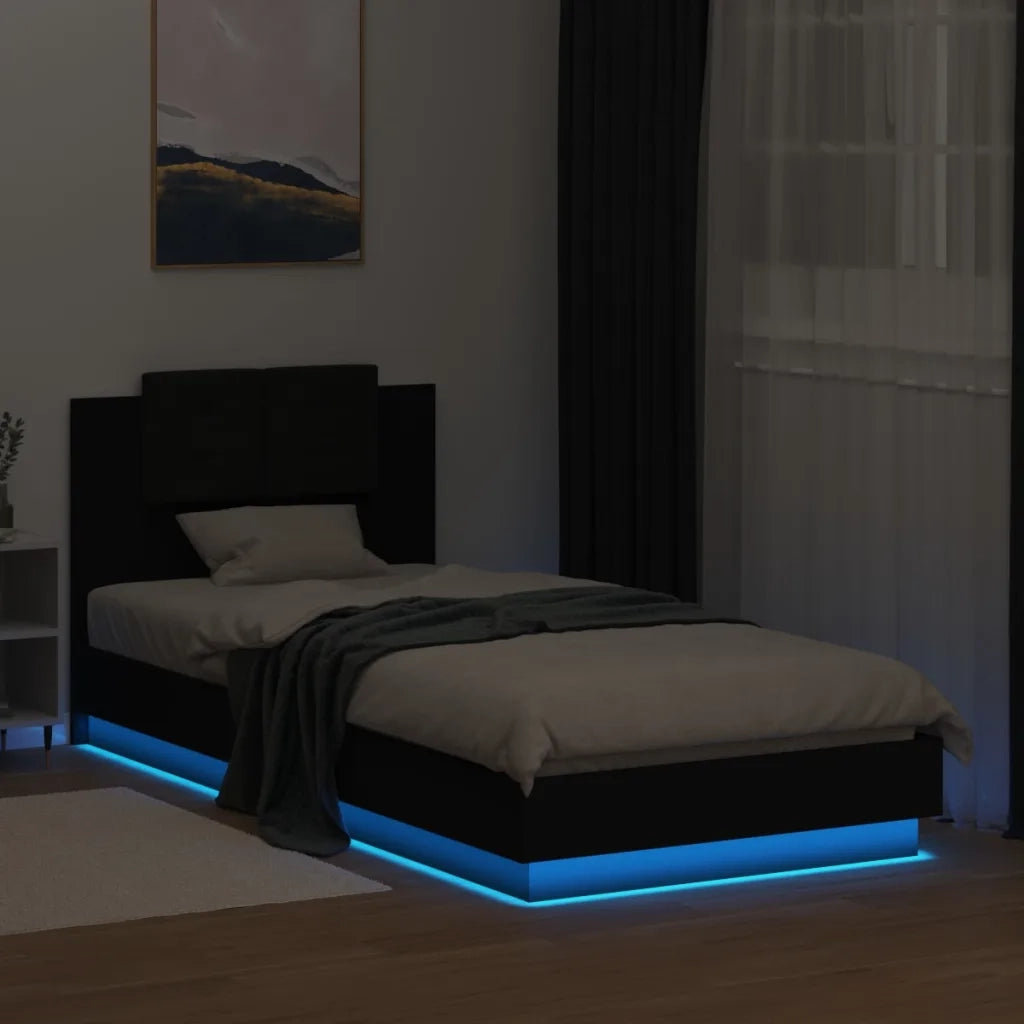 Giroletto con Testiera e LED Nero 100x200 cm 3210025