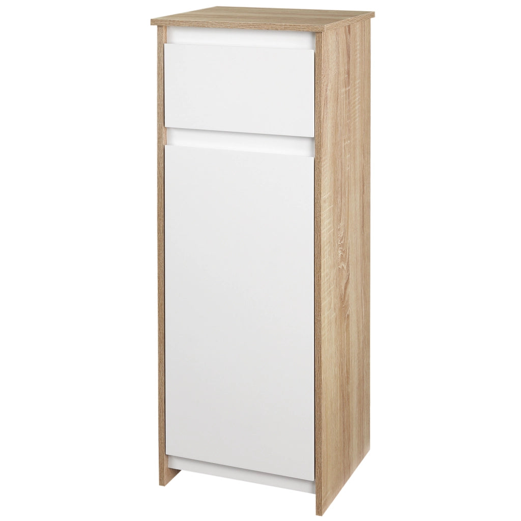 Mobile Bagno con Cassetto e Armadietto con Ripiano Regolabile Interno, in MDF, 32.6x30x90 cm
