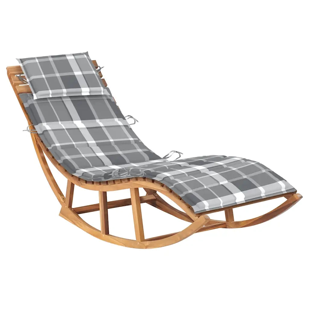 Lettino Prendisole a Dondolo con Cuscino in Massello di Teak cod mxl 75970