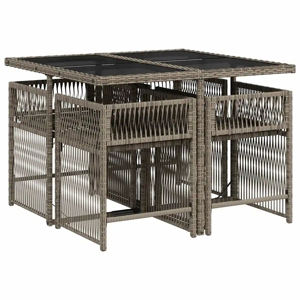 Set da Pranzo da Giardino 5 pz con Cuscini in Polyrattan Grigio 3211616