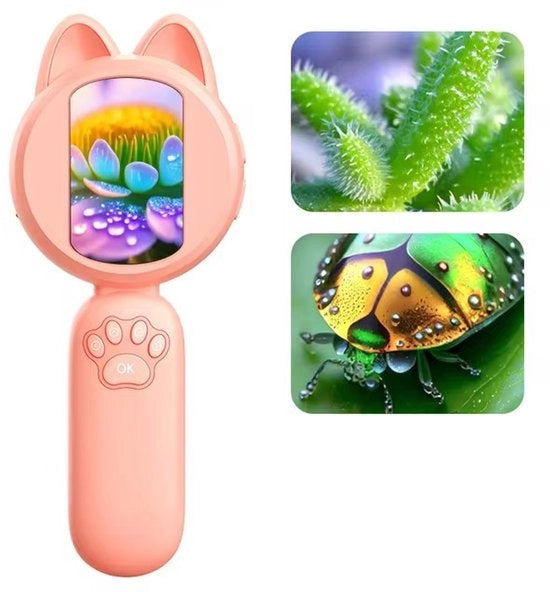 Microscopio digitale portatile per bambini, esperimento scientifico, giocattolo, microscopio elettronico educativo (rosa)