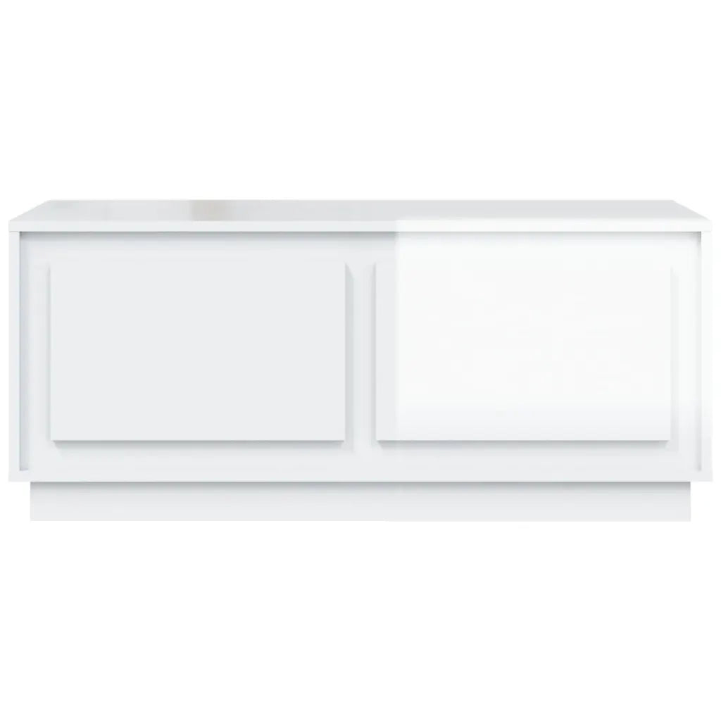 Tavolino da Salotto Bianco Lucido 102x50x44cm Legno Multistrato 819878