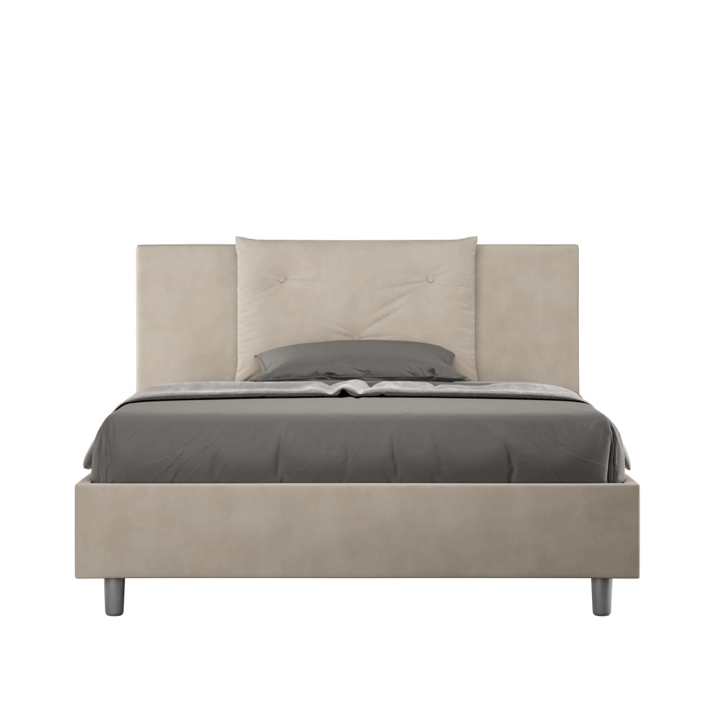 BS COM Letto una piazza e mezza senza rete imbottito 130x190 microfibra sabbia