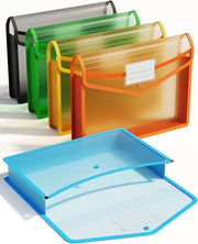 Dossiermappen in plastica espandibile, buste trasparenti con chiusura a bottone, senza separatori, grande capacità, diverse colorazioni, adatte per A4 - 5 pezzi