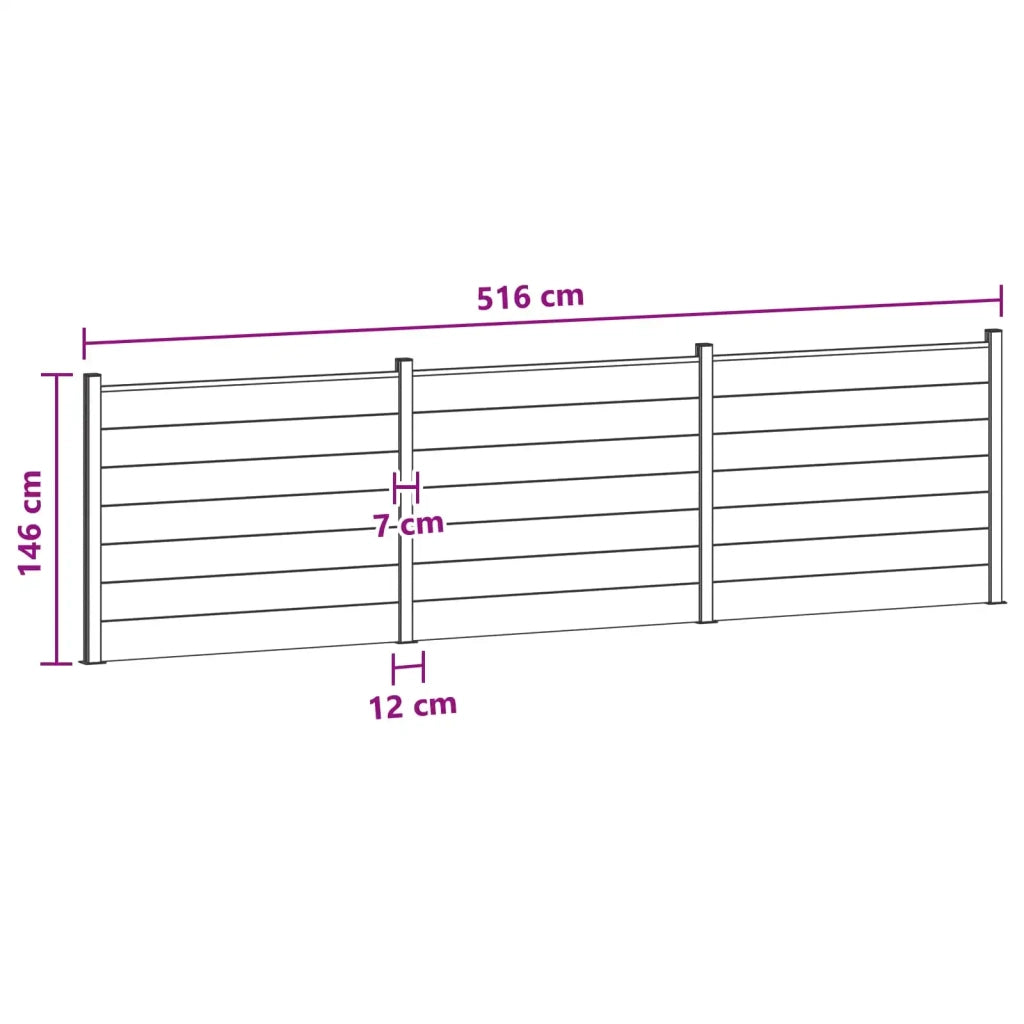 Pannello di Recinzione 3 pcs WPC e Alluminio Grigio 3429467