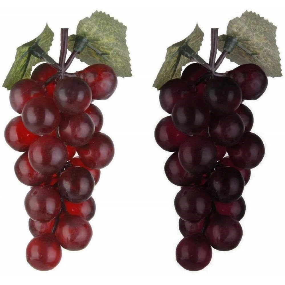 Trade Shop - Set 6 Pz Grappolo Grappoli Uva 15cm Viola Realistici Frutta Finta Centrotavola -