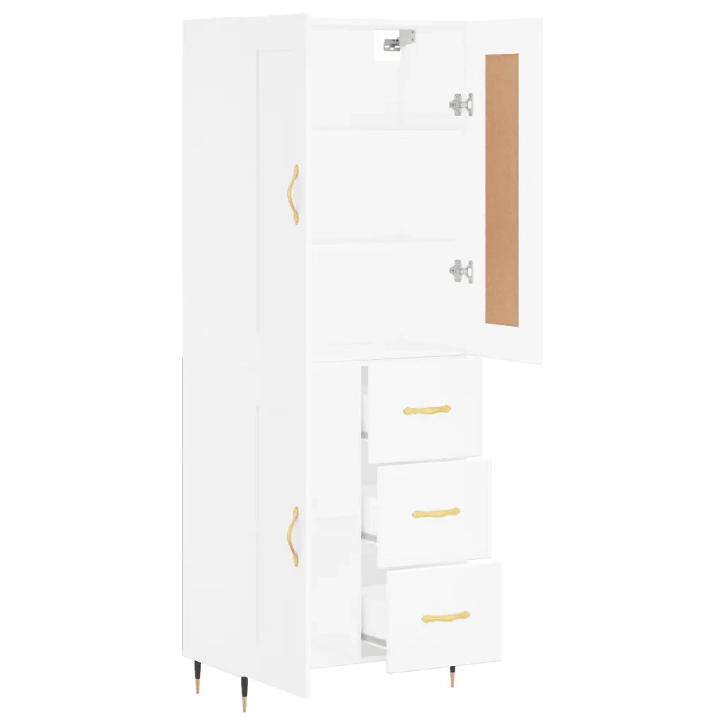 Credenza | Madia | Buffet da pranzo | Armadio da pranzo Bianca 69,5x34x180 cm in Legno Multistrato
