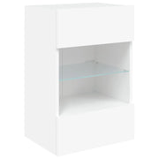 Mobile TV multimediale scaffale TV credenza mobile TV sala da pranzo soggiorno camera da letto montaggio a parete con luci LED 40 x 30 x 60,5 cm bianco 02_0027880