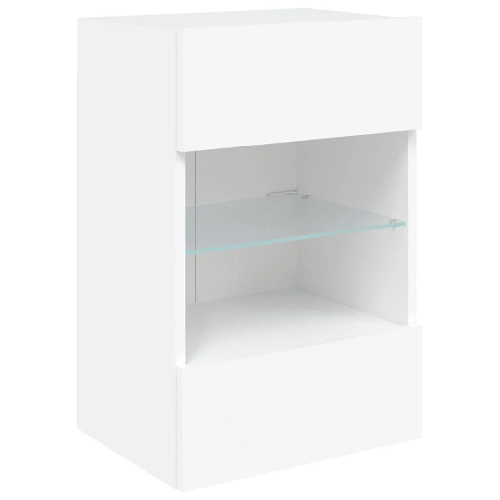 Mobile TV multimediale scaffale TV credenza mobile TV sala da pranzo soggiorno camera da letto montaggio a parete con luci LED 40 x 30 x 60,5 cm bianco 02_0027880