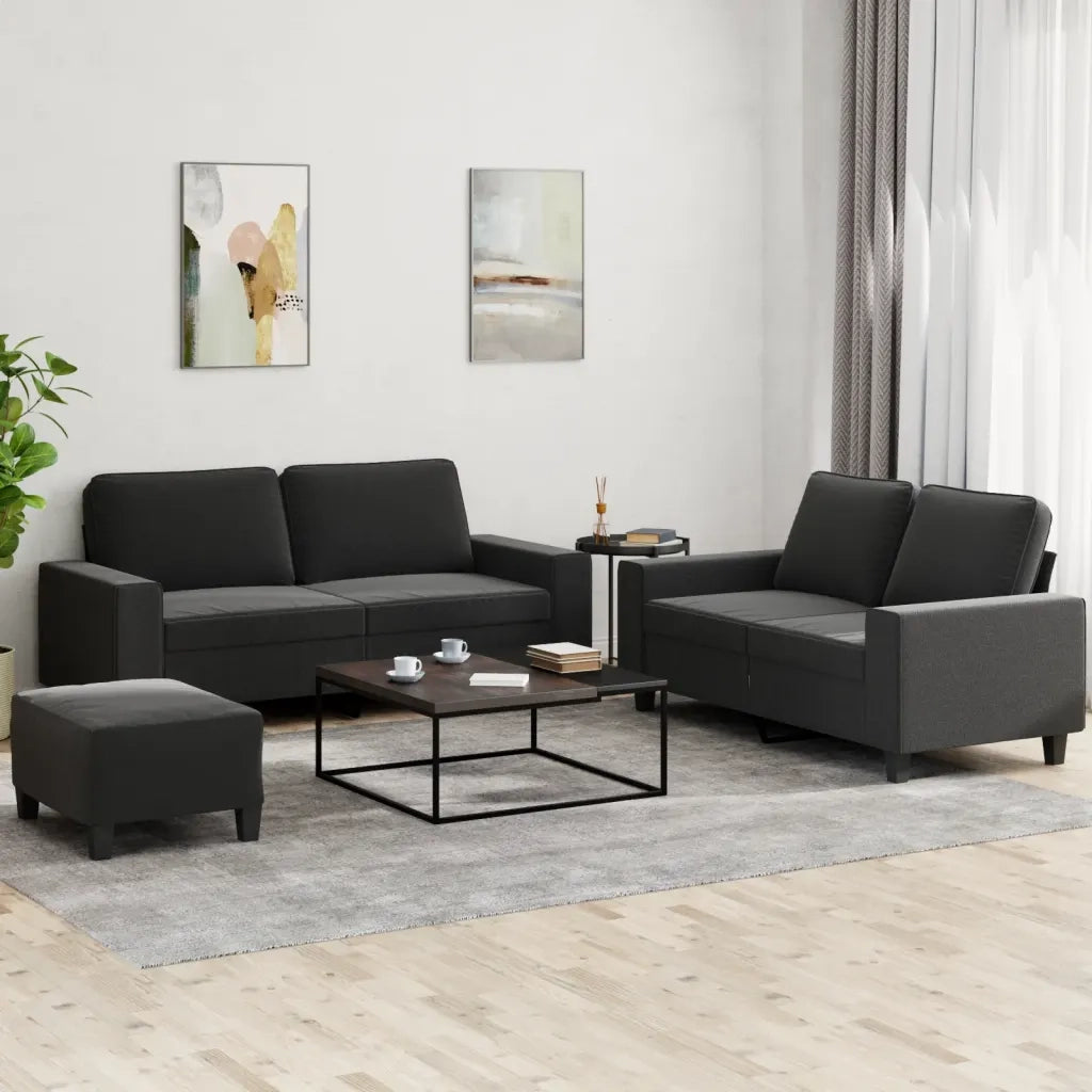 Set d Divani 3 pz Nero in Tessutocod mxl 107076