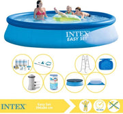 Piscina Easy Set - Piscina Inflabile - 396x84 cm - Incluso Copertura, Kit di Manutenzione, Filtro, Copertura del Terreno, Kit di Manutenzione, Scivolo e Vasca per i Piedi