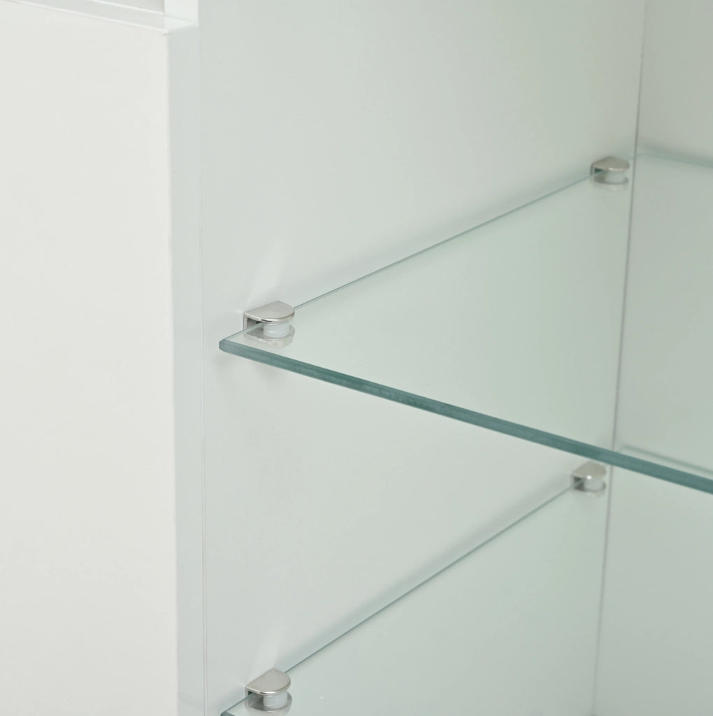 Credenza LED bianca 155,5 x 35 x 72 cm in pannello di particelle e vetro