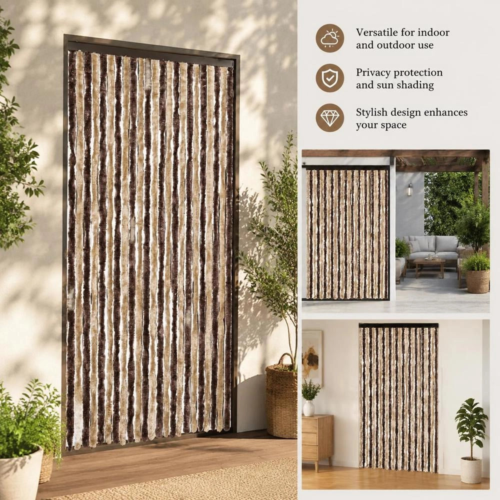 Fly Curtain Beige And Light Brown 100x230 Cm Chenille