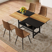 Tavolo da pranzo per 4 persone con ripiano contenitore e 4 sedie stile moderno in MDF e metallo marrone nero 160 cm