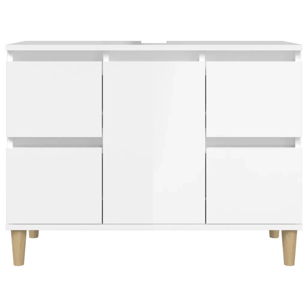 Mobile Lavabo Bianco Lucido 80x33x60 cm in Legno Multistrato 821270