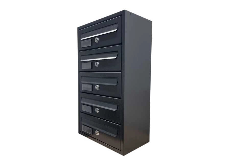 Casellario Postale da Esterno MODULARE BoxoB Imperium 983 Con Cilindretti Numerati (RAL 7021) - 5 Comparti