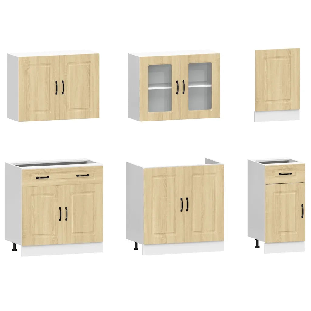 Set Mobili da Cucina 7 pz Kalmar Rovere Sonoma in Truciolato