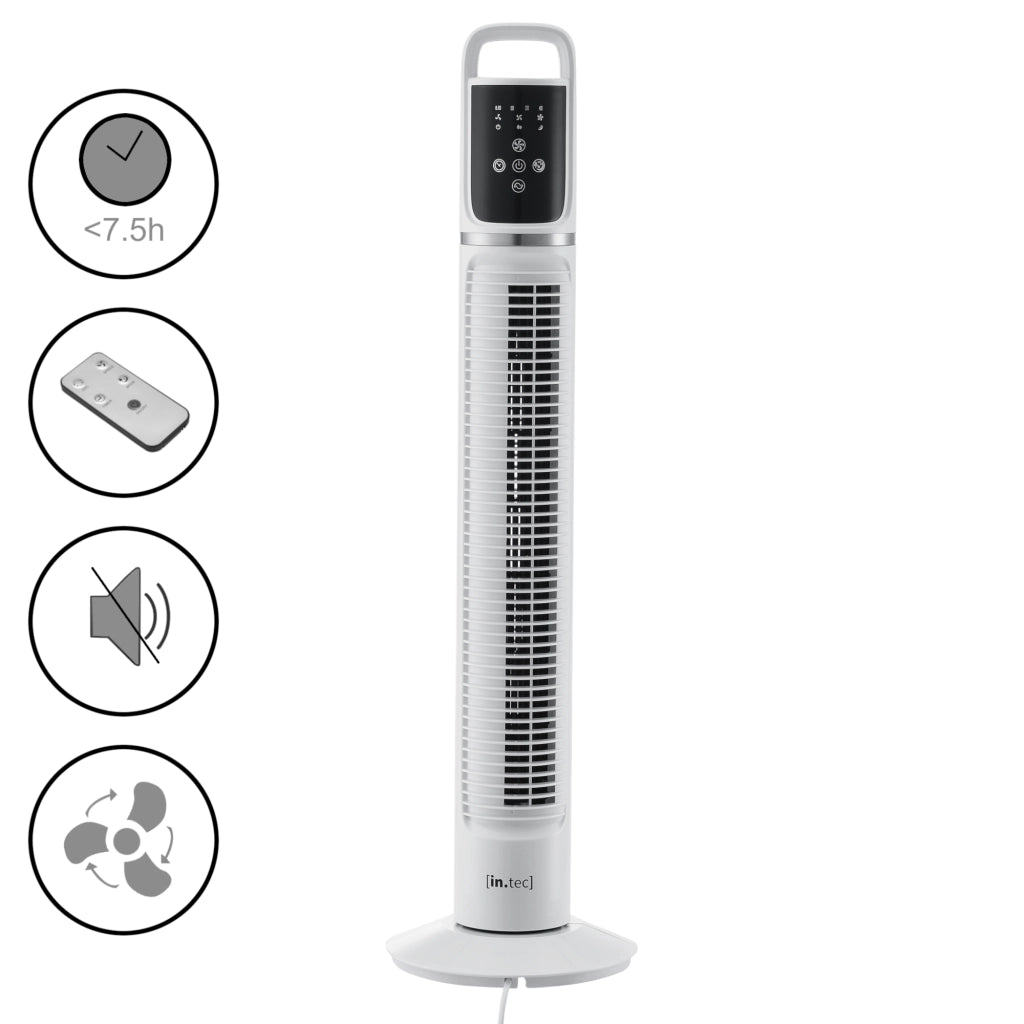 Ventilatore a Torre 82 cm con Telecomando e Timer Modalitá Oscillante Motore da 40W - Bianco