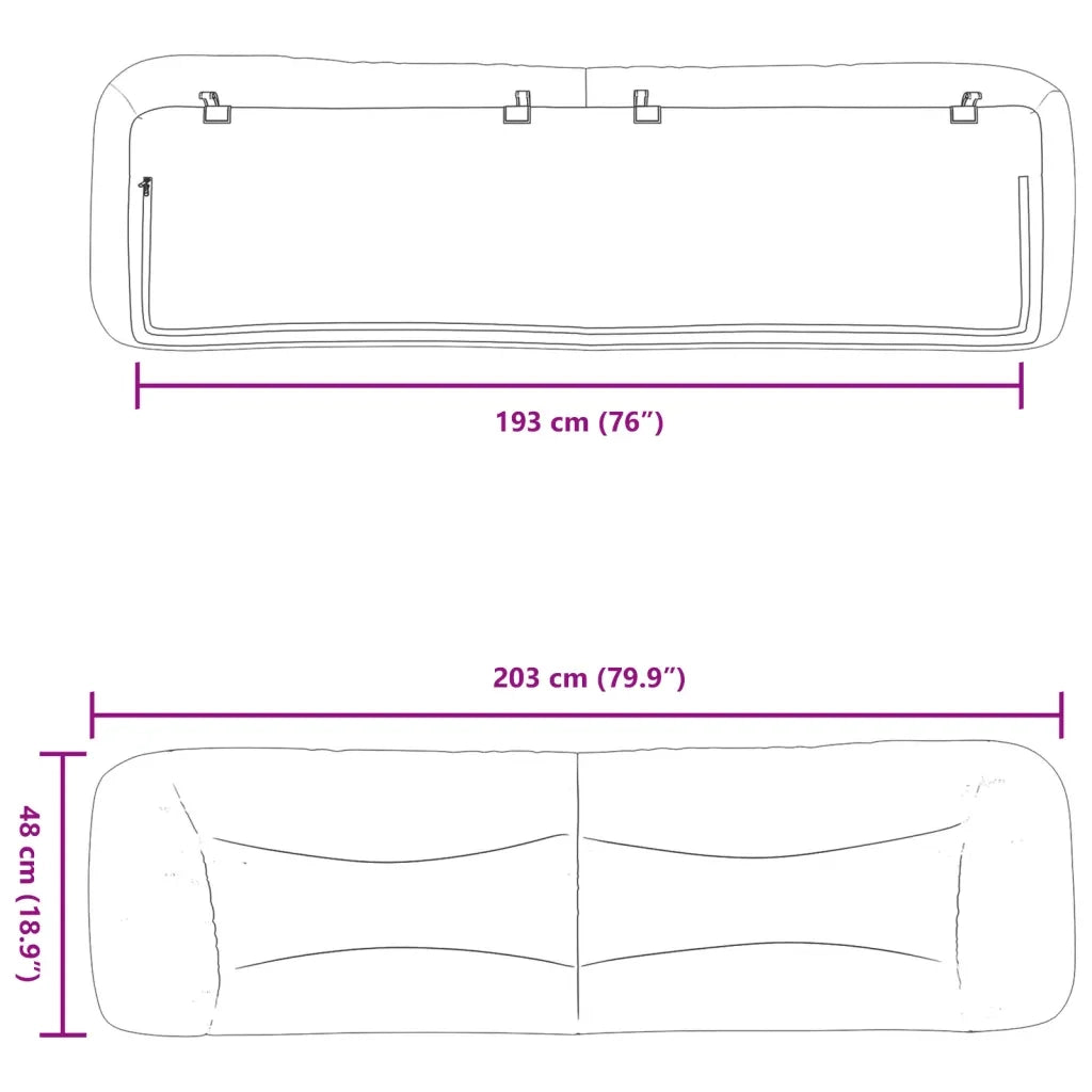 Cuscino Testiera Hvar Grigio Scuro 193 cm in Tessuto 374634