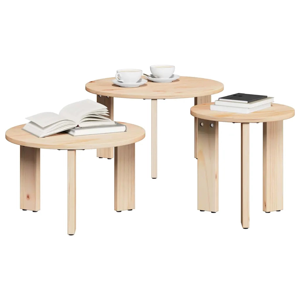 vidaXL Tavolino da salotto 3 pcs Naturale 47.5 x 47.5 x 27 cm