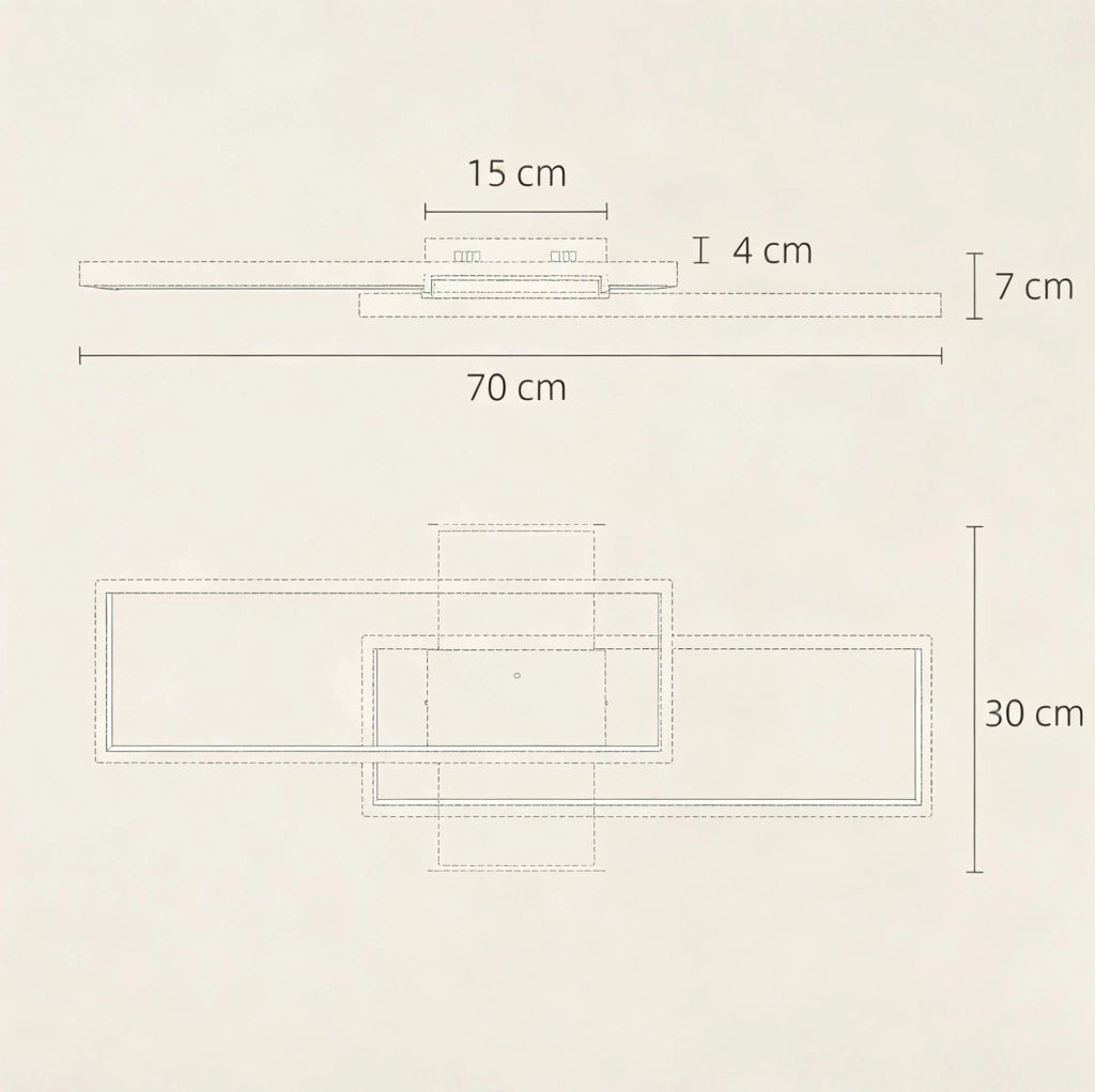 Plafoniera LED ULEVR 70x30 cm 43W 4600 lm dimmerabile 3000-6000K con telecomando, nera