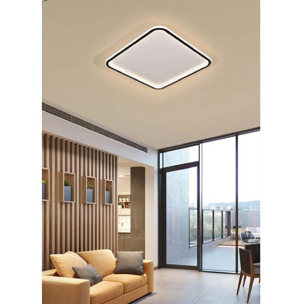 Trade Shop - Plafoniera A Led Moderna Da Soffitto Quadrata 50w Luce Fredda Naturale Calda C12 - -bianco Caldo      -