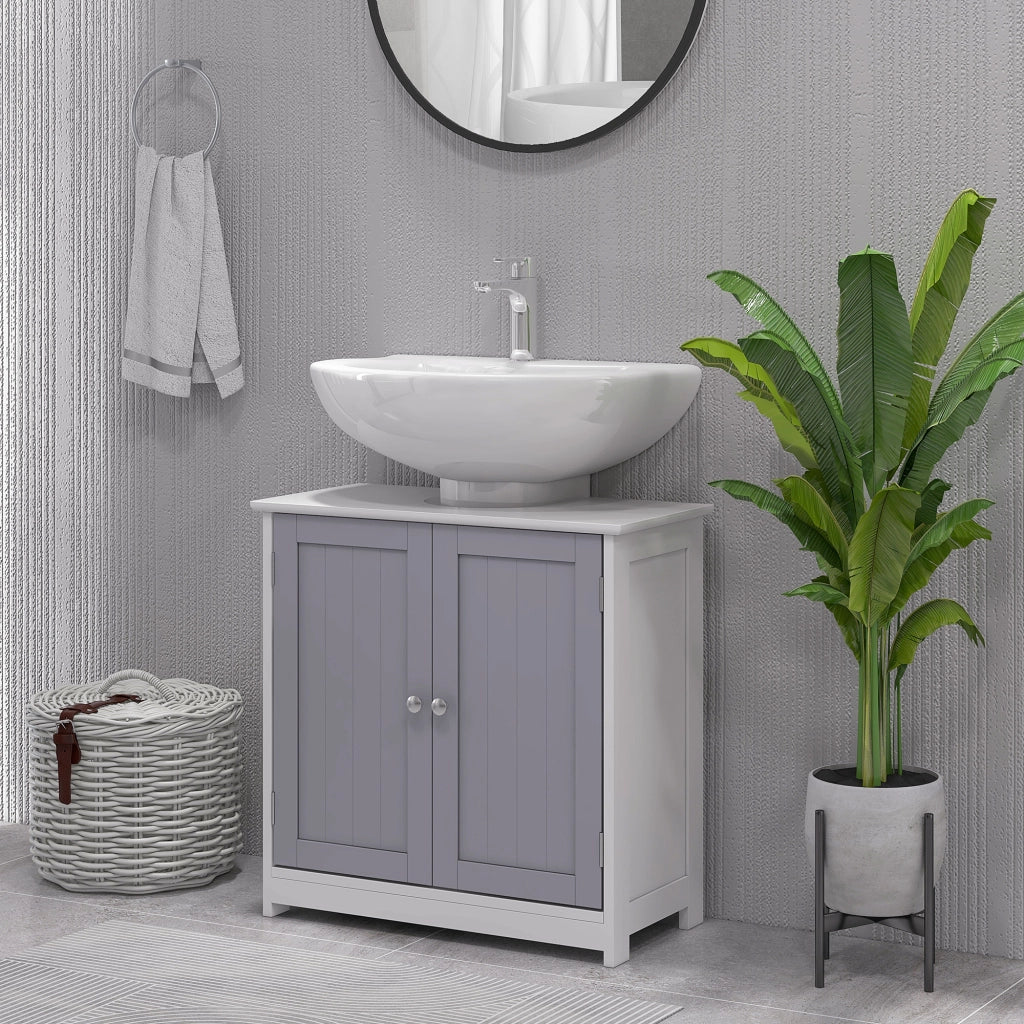 Mobile Bagno Sottolavabo ¨C zephmum ¨C 2 Ante Grigio Bianco Legno 60x30x60 cm