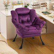 Poltrona relax viola imbottita con struttura in metallo