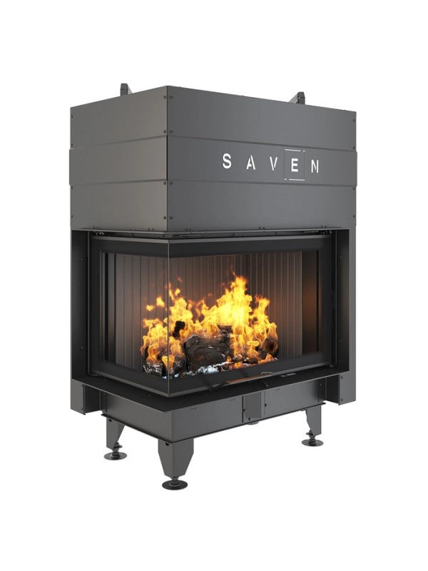 Caminetto ad angolo Nero Inserto Apertura sinistra Energy Up 75x50x47 (15,1 kW) ECO