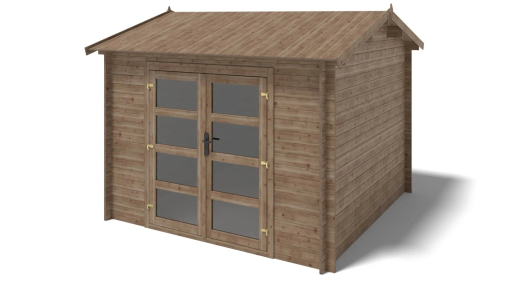 Casetta da giardino in legno – 3x3 m con estensione 4x2.76 m - 20 m² - DOM676+DOS194 - ALTANKA