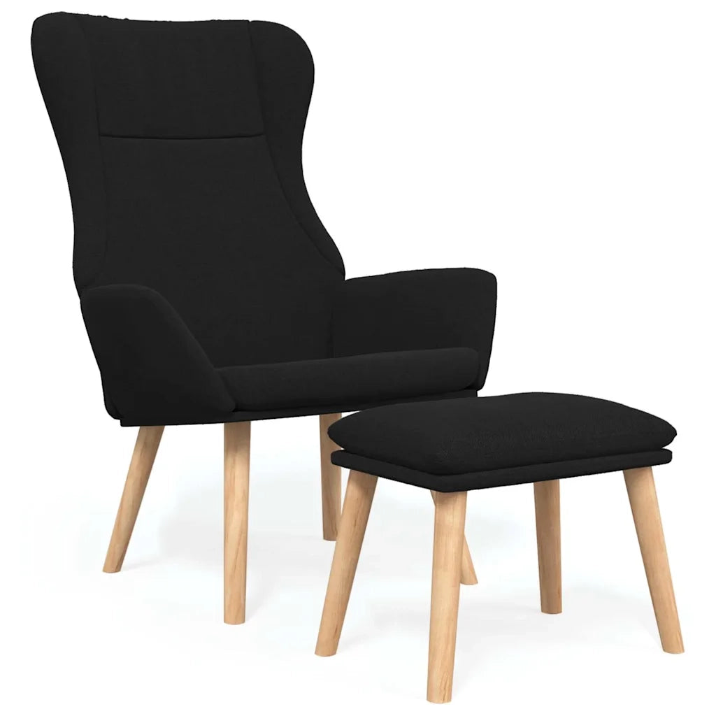 Divano Sedia-Poltrona Relax con Poggiapiedi Nera in Tessuto 454929