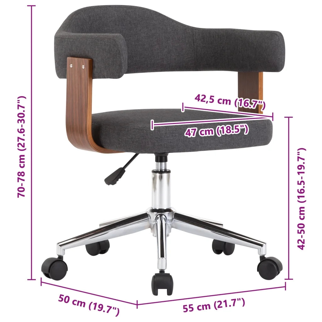 Sedie da Pranzo Girevoli 6 pz Grigie in Legno Curvo e Tessuto  cod mxl 73111