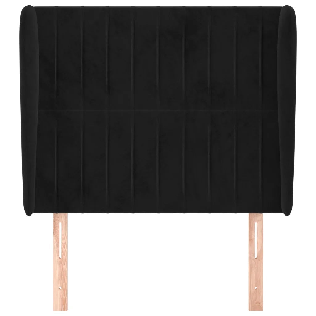 Testiera ad Orecchio-Testata con Orecchie Nera 93x23x118/128 cm in Velluto 753523