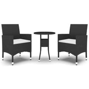 Set da Pranzo per Giardino 3 pz | Set Salotto da Giardino in Polyrattan Nero