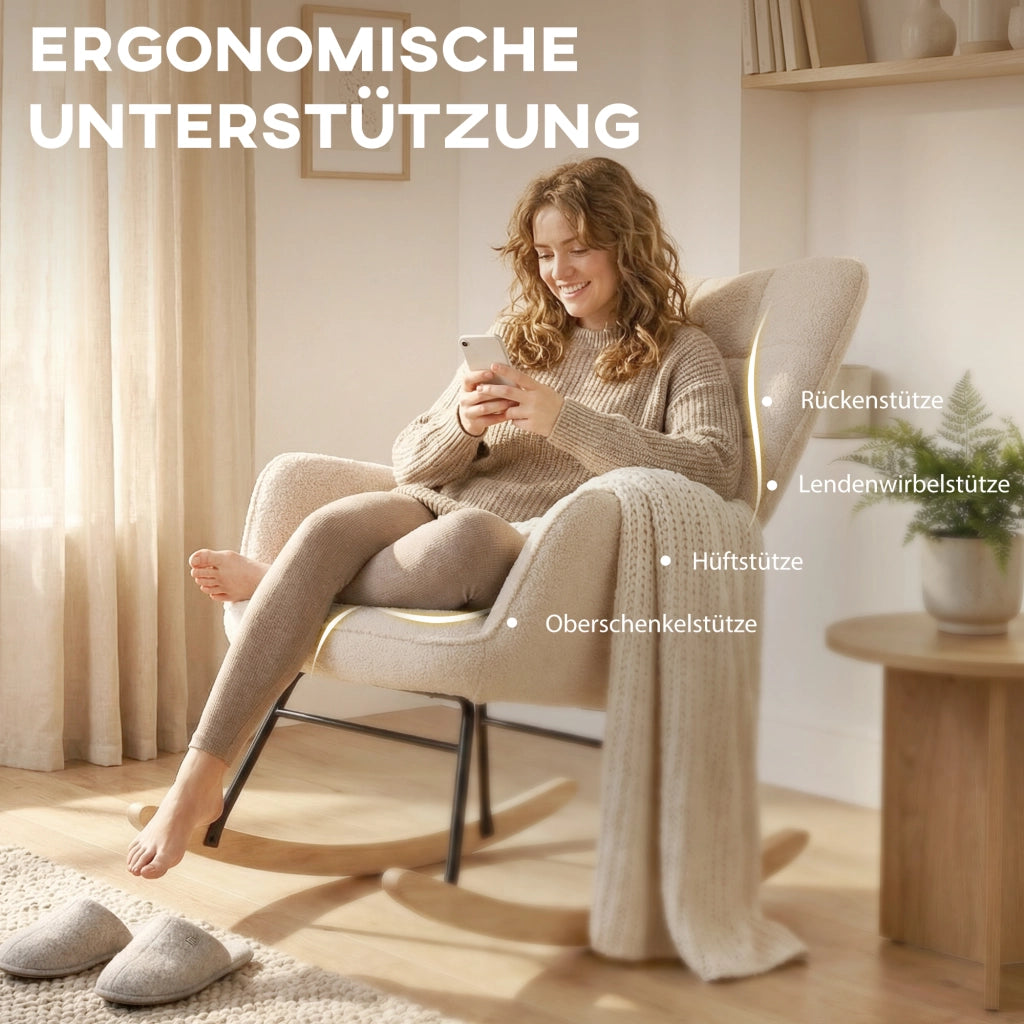 Poltrona Relax Dondolo Massaggiante ¨C Zephmum ¨C 98x71x101 Beige Legno