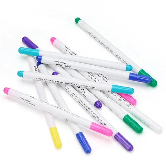 Set di pennarelli per marchiare tessuti 12 pezzi - Resistenti all'acqua - Rimovibili - Sfumabili - Pennarelli a inchiostro per tessuti - 7 colori - Pennarelli per marchiare tessuti