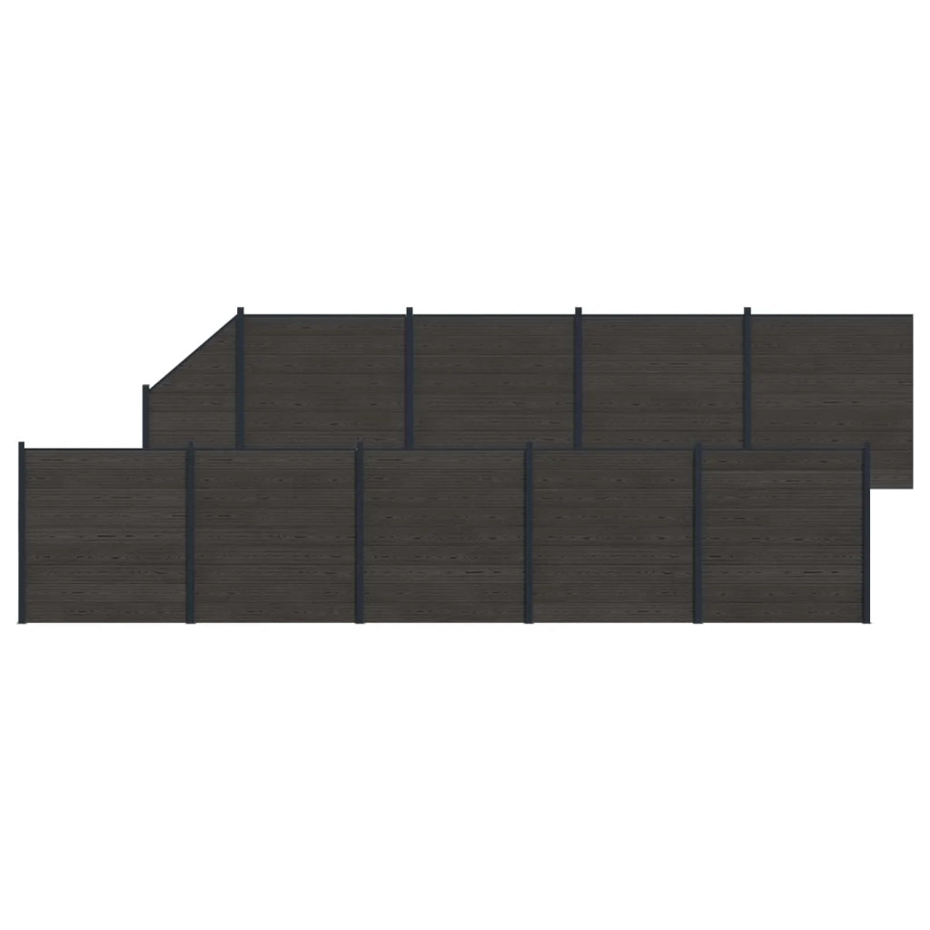 Pannello di Recinzione 10 pcs WPC e Alluminio Nero