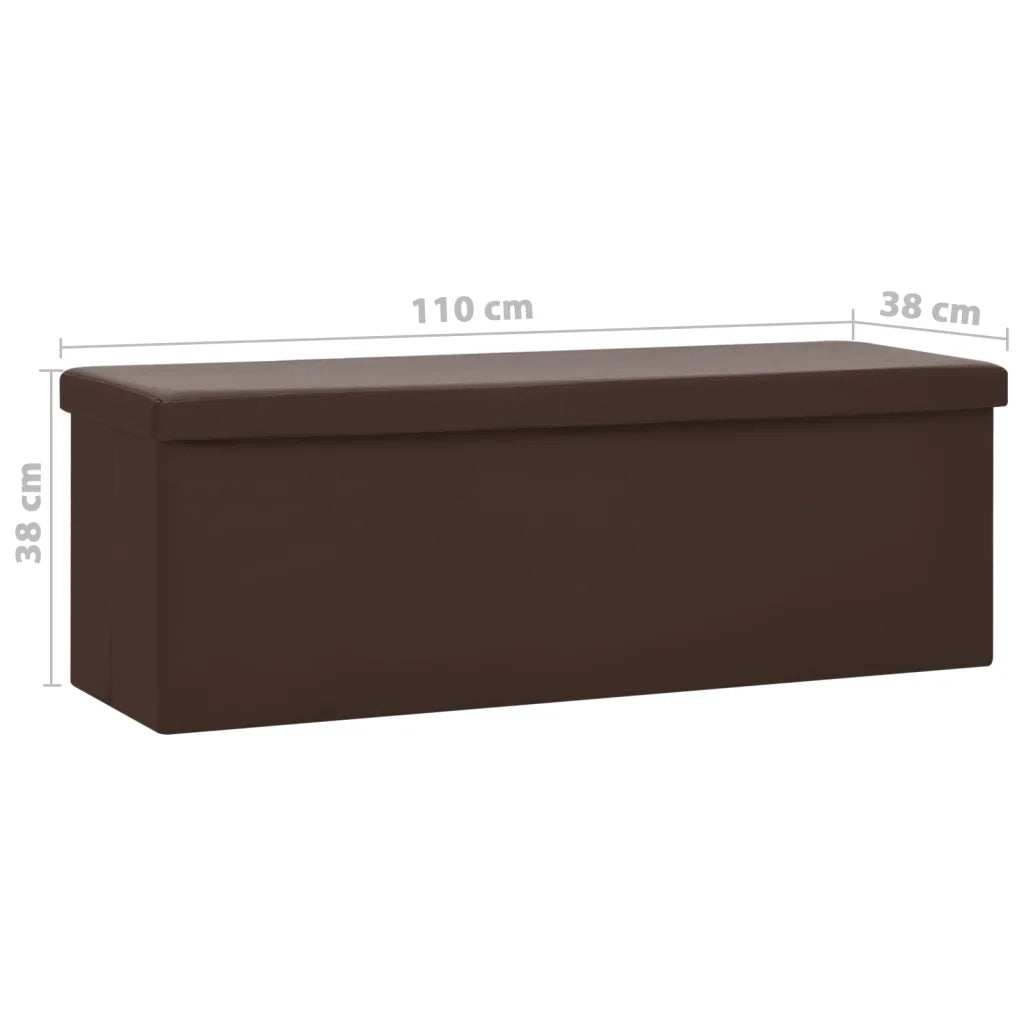 Panca Portaoggetti-Sgabello-Panca con Contenitore Pieghevole Marrone in PVC