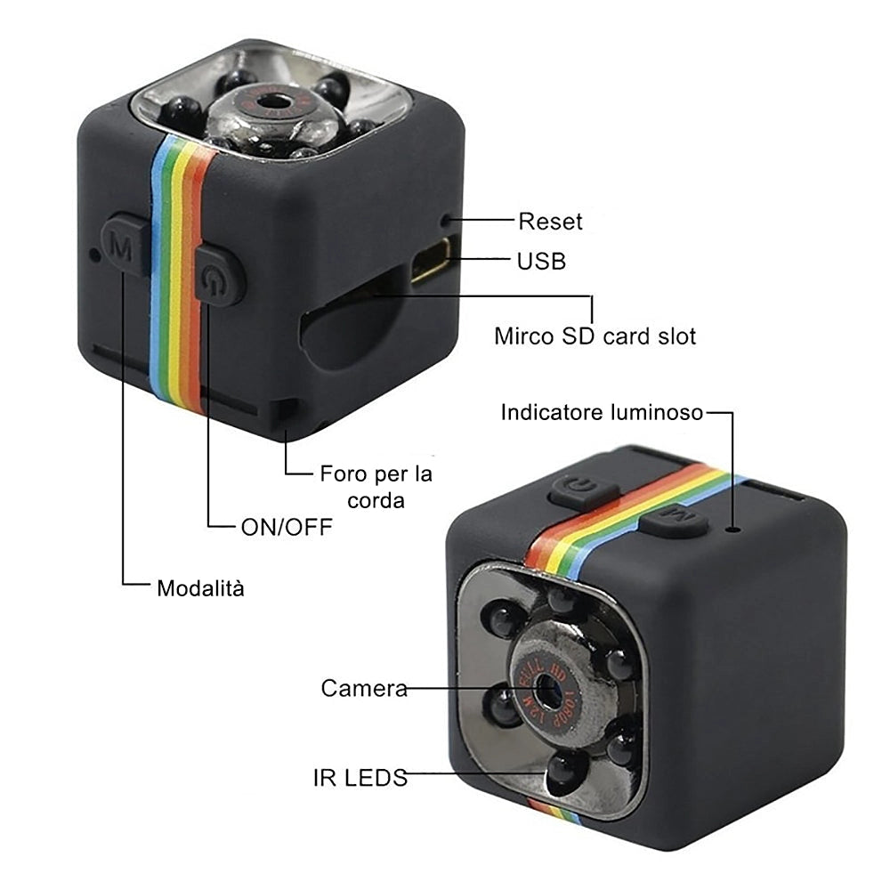 Mini Videocamera Nascosta 1080P HD con Visione Notturna Micro Telecamera