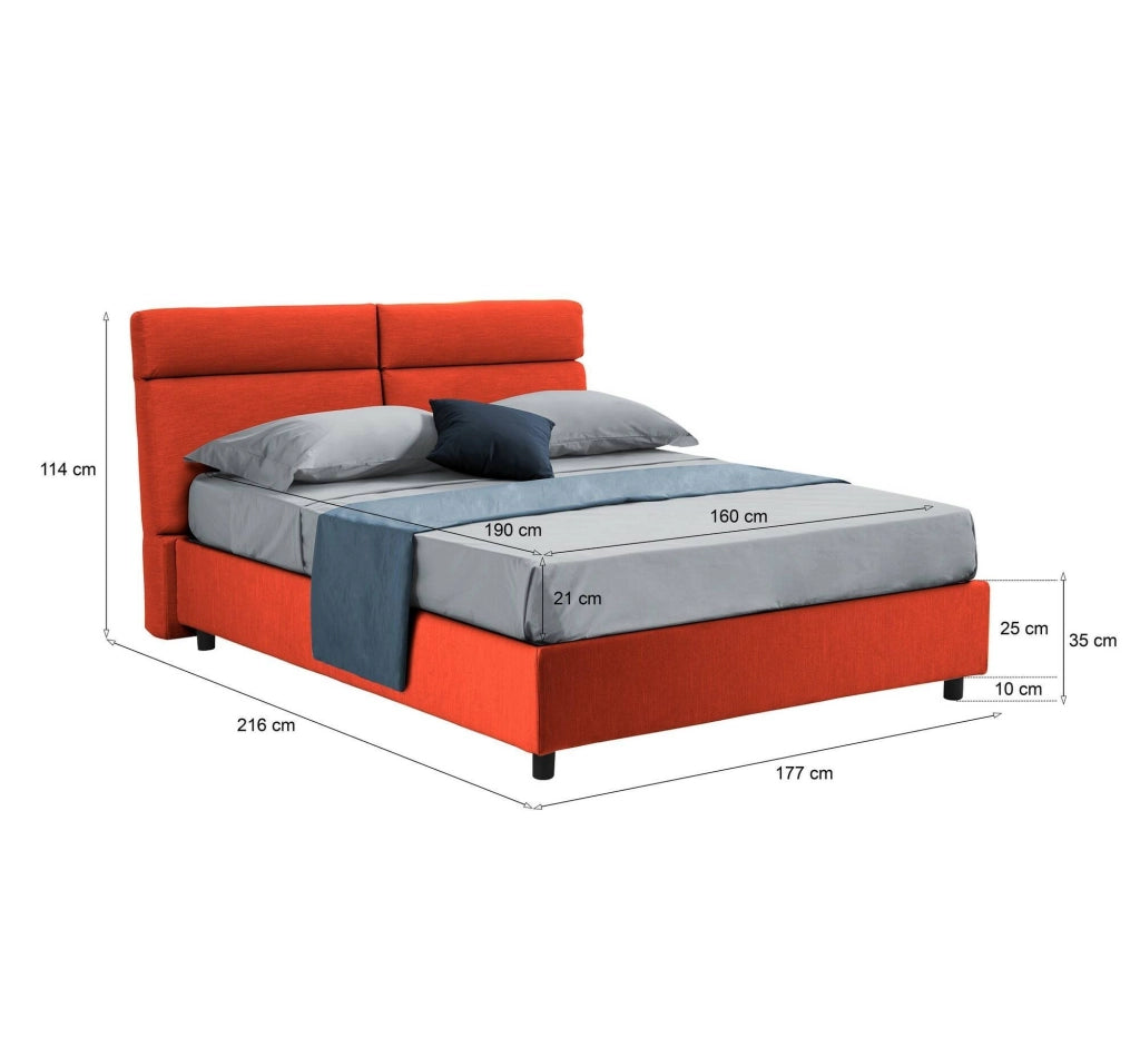 Letto Matrimoniale Asica, Letto Matrimoniale Materasso Incluso Made in Italy, Arancione