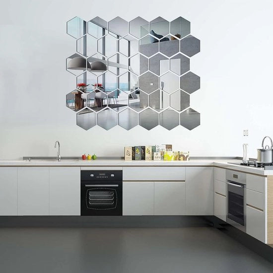 Decorazioni per parete con specchi a forma di stella a sei punte in plastica acrilica argento per accessori di design Kawaii per casa, soggiorno, bagno e camera da letto.
