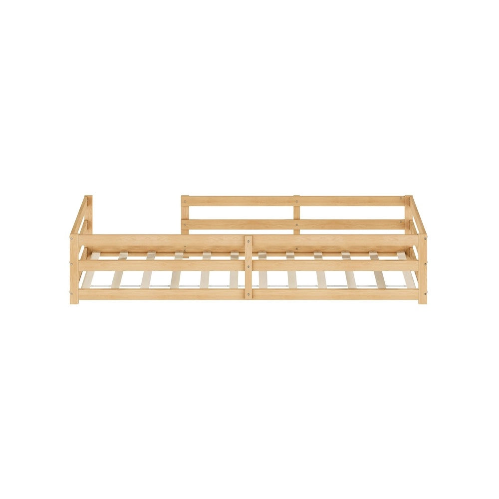 Letto Montessori per Bambini ¨C MINIMAL ¨C Pino Massello, Senza Rete, 90x200, Naturale