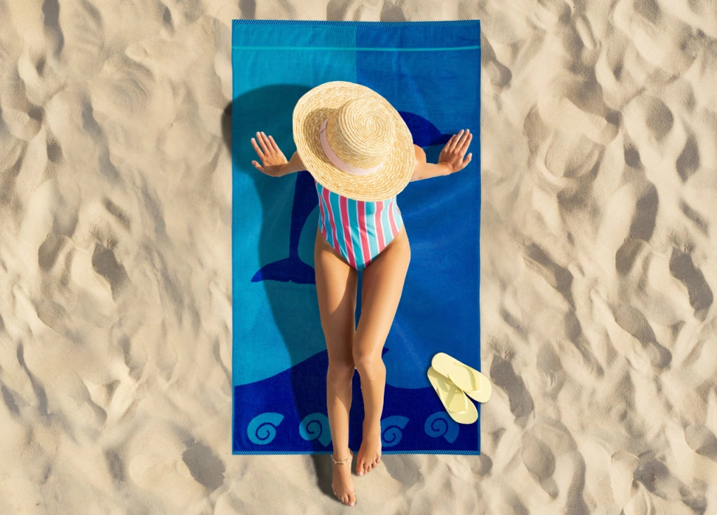 Telo Mare Jacquard Spugna Asciugamano Spiaggia Disegno Flipper - Telo Mare - Blu