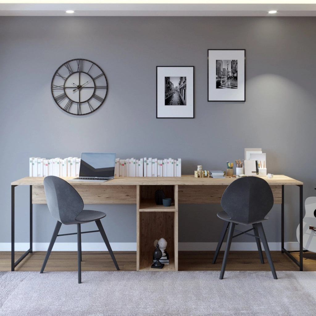 Scrivania in legno "Ikili Calisma" - 240 x 60 x 74 cm - Pino Atlantico nero
