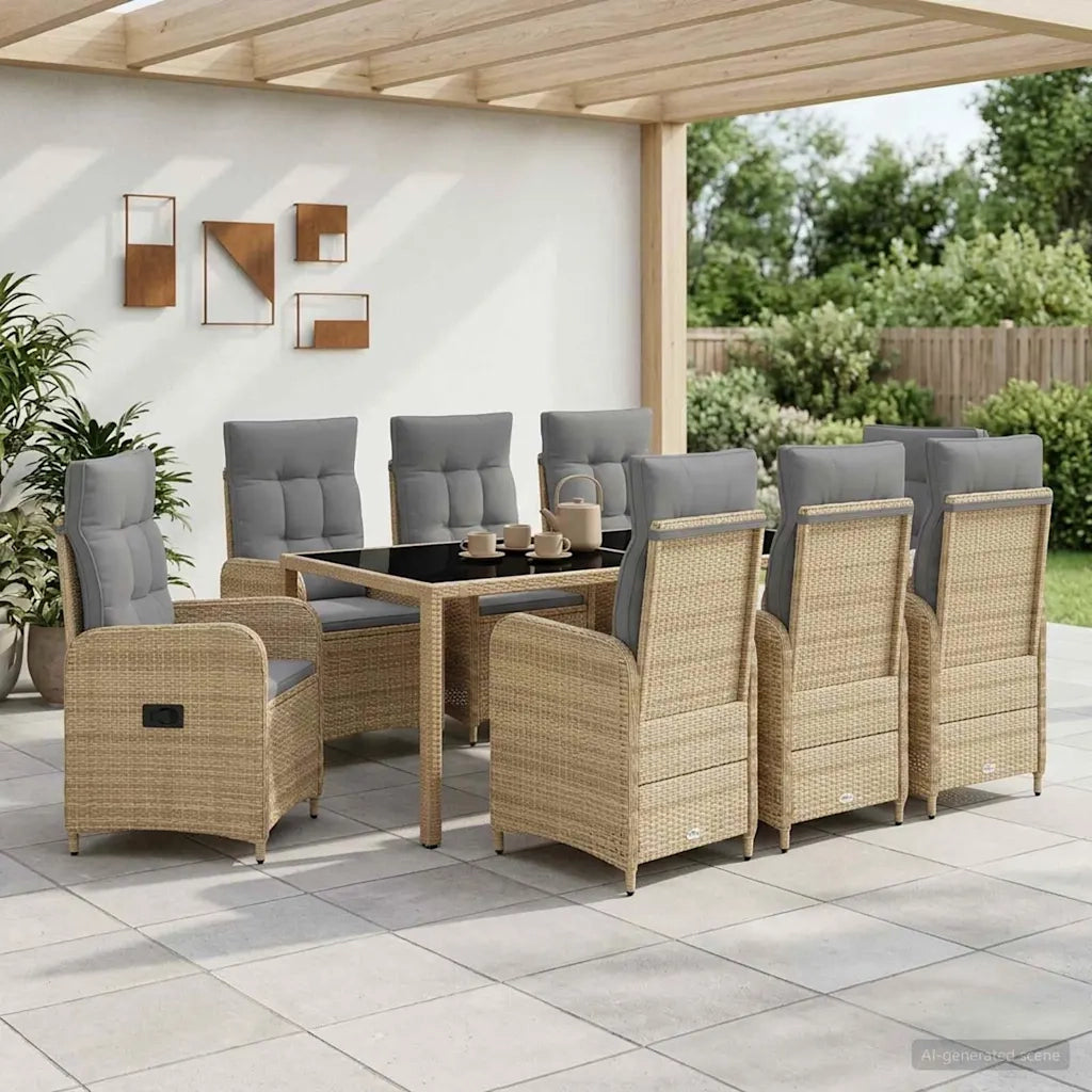 Set da pranzo per esterni 9 pcs Beige e Grigio Chiaro 3422343