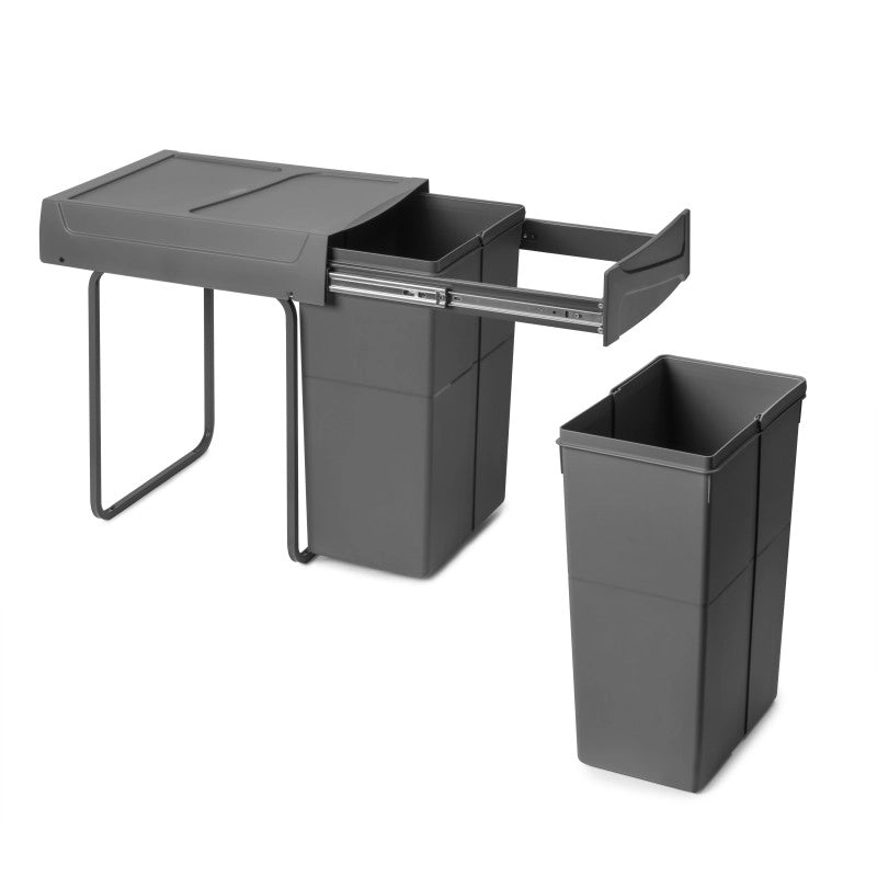 Contenitore per mobili Recycle da agganciare all'anta, 1 contenitore estraibile da 15 lt, Grigio antracite, Tecnoplast..
