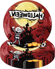 Set di servizi per festa di Halloween per 16 ospiti - piatti e tovaglioli in carta - tovaglia di plastica per tavola - tazze - accessori per festa di Halloween - decorazione