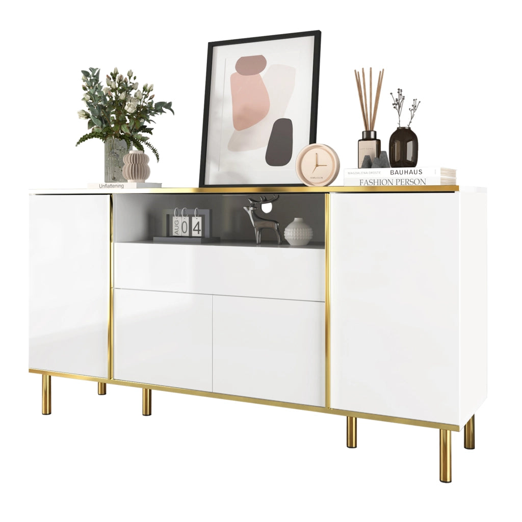 Credenza ¨C MINIMAL ¨C Bianco Lucido, 1 Cassetto, 150x40x80 cm