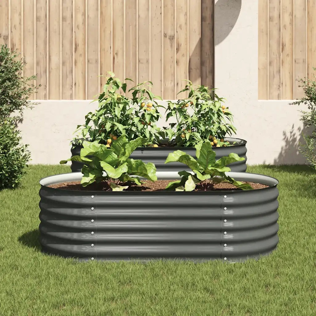 Fioriere | Cassetta per fiori | Letto Rialzato Giardino 160x80x44 cm in Acciaio Zincato Grigio