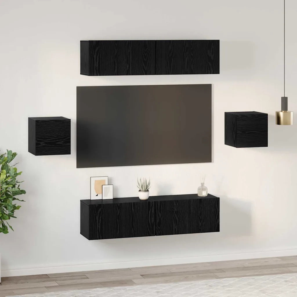 Set mobile TV 6 pcs Rovere Nero Legno multistrato 3393400